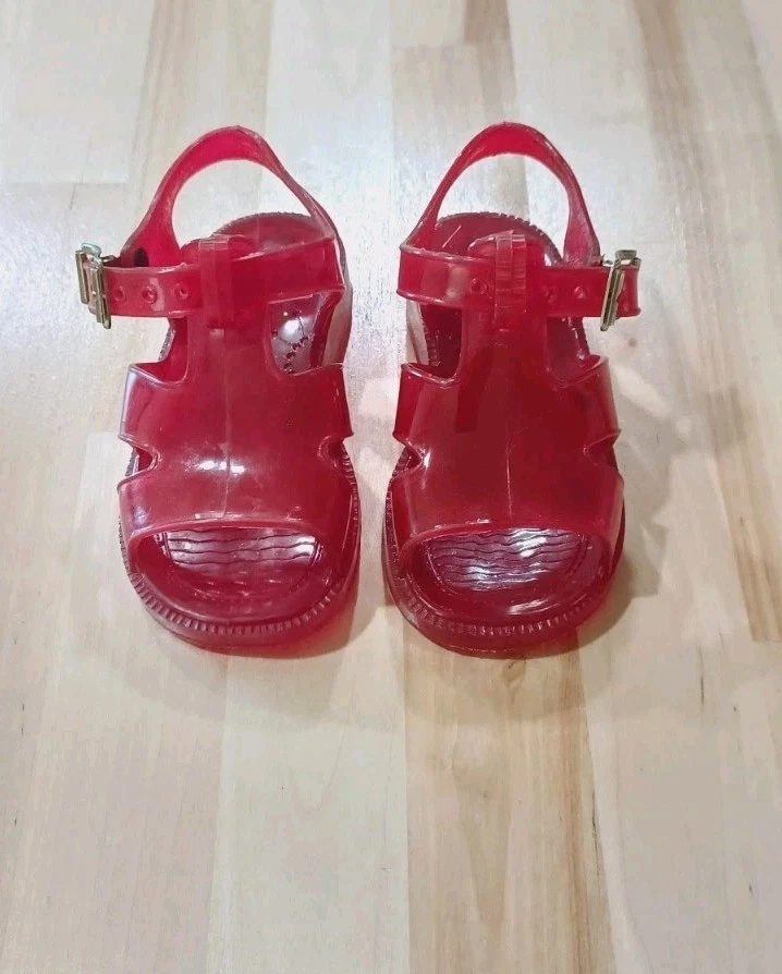Zapatos Sandalia Jelly Años 80 De Colección Niño Pequeño Talla 5 Rojo Estilo Lizzie Mcguire Y2K Foto 2 de 4