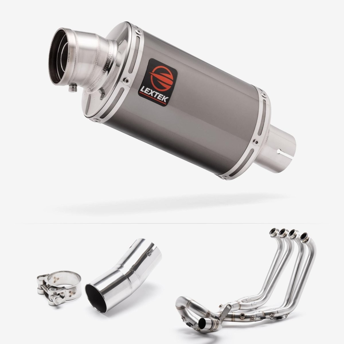 Lextek Stainless Steel OP15 Smoked 200mm Exhaust System Silencer Black Polished