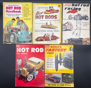 5 Vintage 1950's Hot Rod Books PM Fawcett & Trend How To Hot Rods Customs Cars