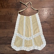 Vintage Linen  Lace Apron Lace Cottagecore Farmhouse Small