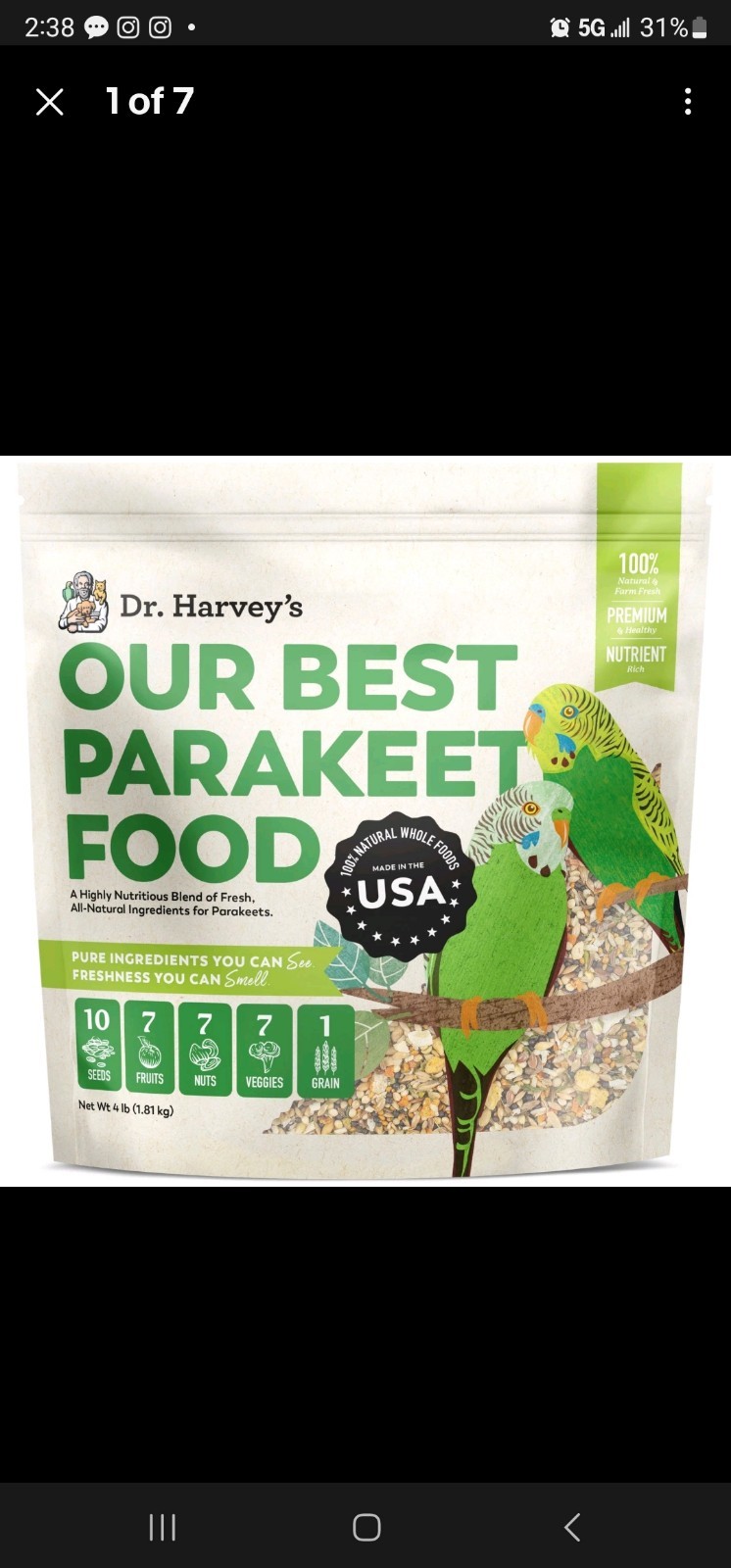 Our Best Parakeet Food, Wholesome Seeds, Nuts, Fruits, and Vegetable Bird Fee...