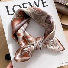 100% Mulberry Silk Square Scarf - Floral Print Neck Scarf Head Wrap Shawl 20in