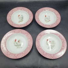 Lot of 4 Basic Porcelana Home Essentials & Beyond 8.5" Bowls Rooster Chicken