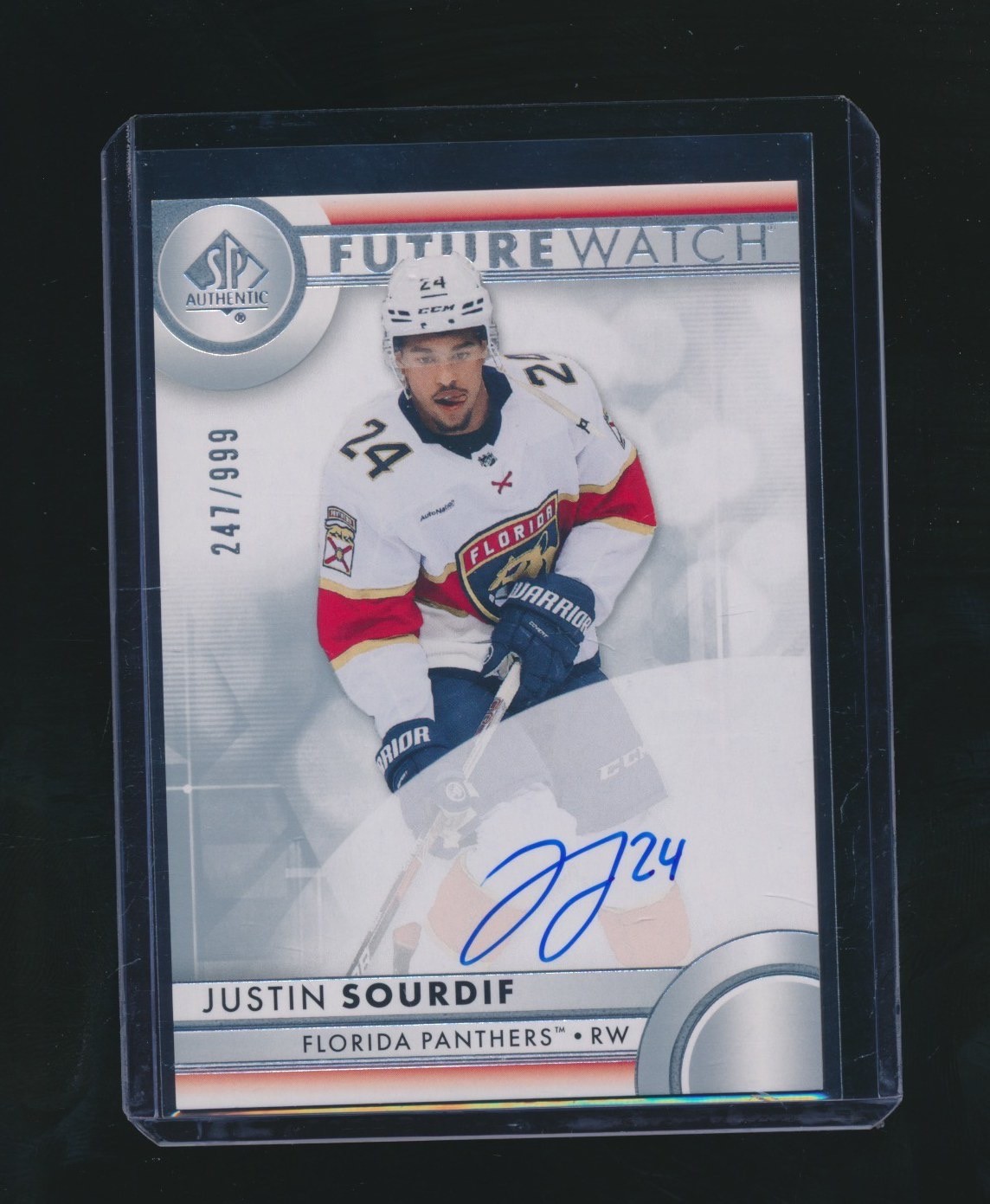 JUSTIN SOURDIF 2023-24 UD SP AUTHENTIC FUTURE WATCH RC AUTO 247/999 #189