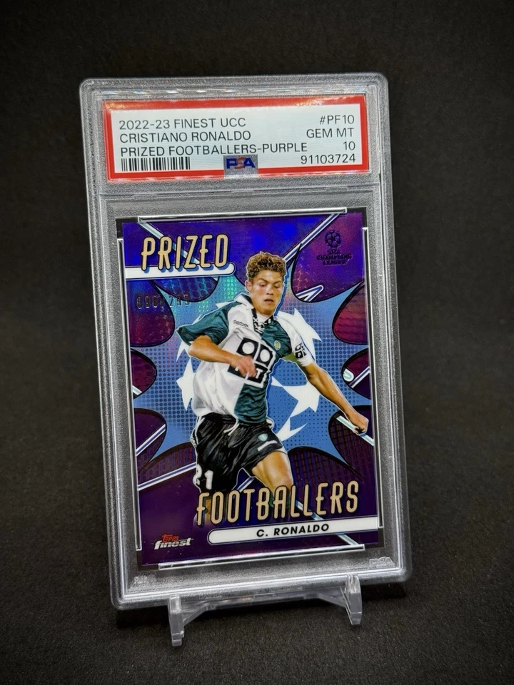 Cristiano Ronaldo 2022 Topps Prized Footballers Purple Refractor /299 PSA 10 - Image 2 of 3