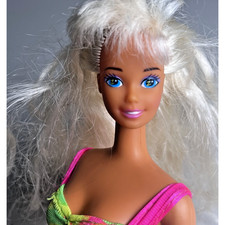 Vintage Barbie Hawaiian Fun Mattel 1990 Beach Doll Swimsuit Bikini Blonde Toy