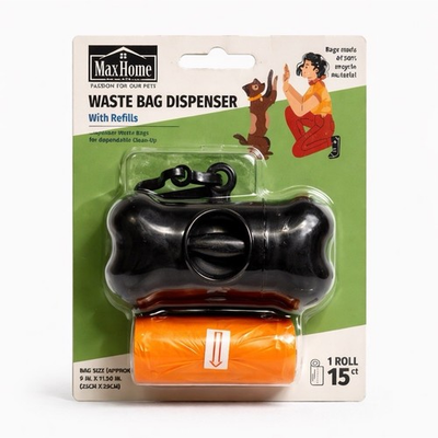 #ad Dog Waste Bag Dispenser Bone Shape w 15 Bags – Clip On Leash Holder – New $10.99