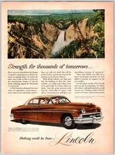 1951 LINCOLN CAR AUTOMOBILE Vintage 8"X11" Magazine Ad 1950's TDL-3