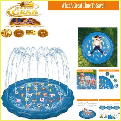 Large 60x60 Kids Splash Pad Water Play Mat Educational Outdoor Infant Pool