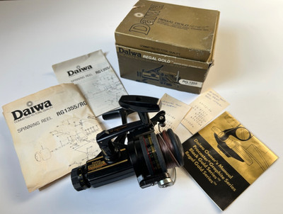 Vintage Daiwa RG 1355 Autocast Regal Gold Spinning Reel w/box & paperwork