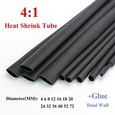 NEW 1M 4:1 Heat Shrink Tube with Glue Dual Wall Sleeving 4-72mm Waterproof