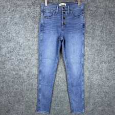 Madewell 10" High Rise Skinny Jeans Women 29 Blue Denim Cotton Casual Button Fly