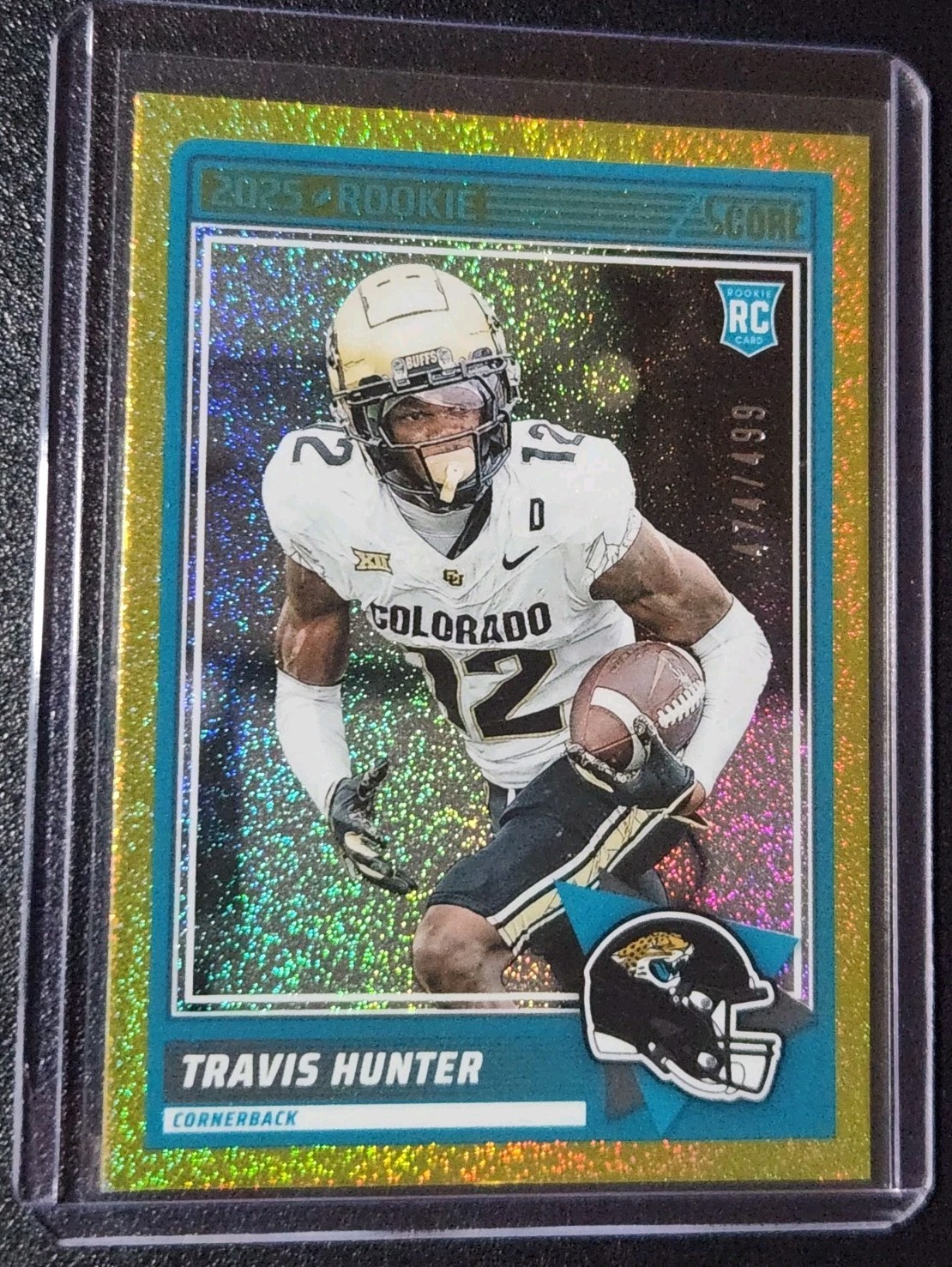 2025 Panini NFL Score #20 Travis Hunter RC Gold Dots/499 Jaguars