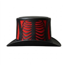Black Red Skeleton Top Hat Gothic Steampunk Victorian Cosplay Costume Hat