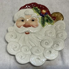 Vintage Fitz & Floyd Santa Christmas Canape Cookie Plate Holiday Wall Decor