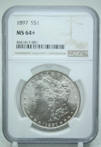 1897 $1 Morgan Silver Dollar PCGS MS64+ Scratch Holder #7001