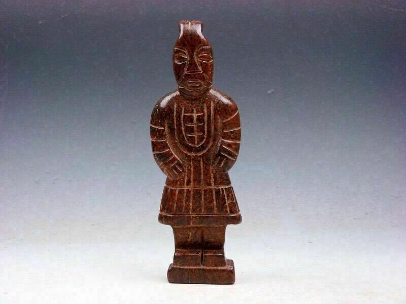 Vintage Nephrite Jade Stone Sculpture Ancient Terracotta Warrior #05221908