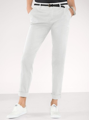 Damen Chino Hose Stretch Gerade Slim Fit Röhre Weiss Gr. 20 (40) Neu