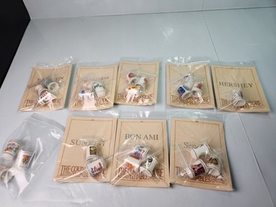 24 Franklin Mint Porcelain Country Store Promotional Advertising Sewing Thimbles