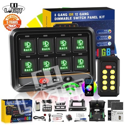 Auxbeam 8 Gang Switch Panel RC-800 RGB Wireless Remote Control LED Relay System