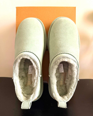 UGG Tasman Women's Suede Sheepskin Lined Slip-On Slippers Green US 5