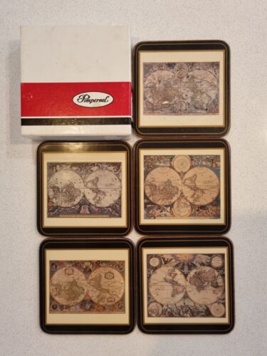 Pimpernel Set 5 Coasters Antique Maps Made In England - Afbeelding 1 van 6