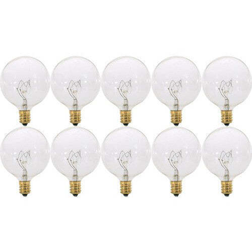 10 Pk 25W Clear G16.5 Decorative E12 Base Globe Shape 120V 15G16 1/2 Light Bulbs - Picture 1 of 1