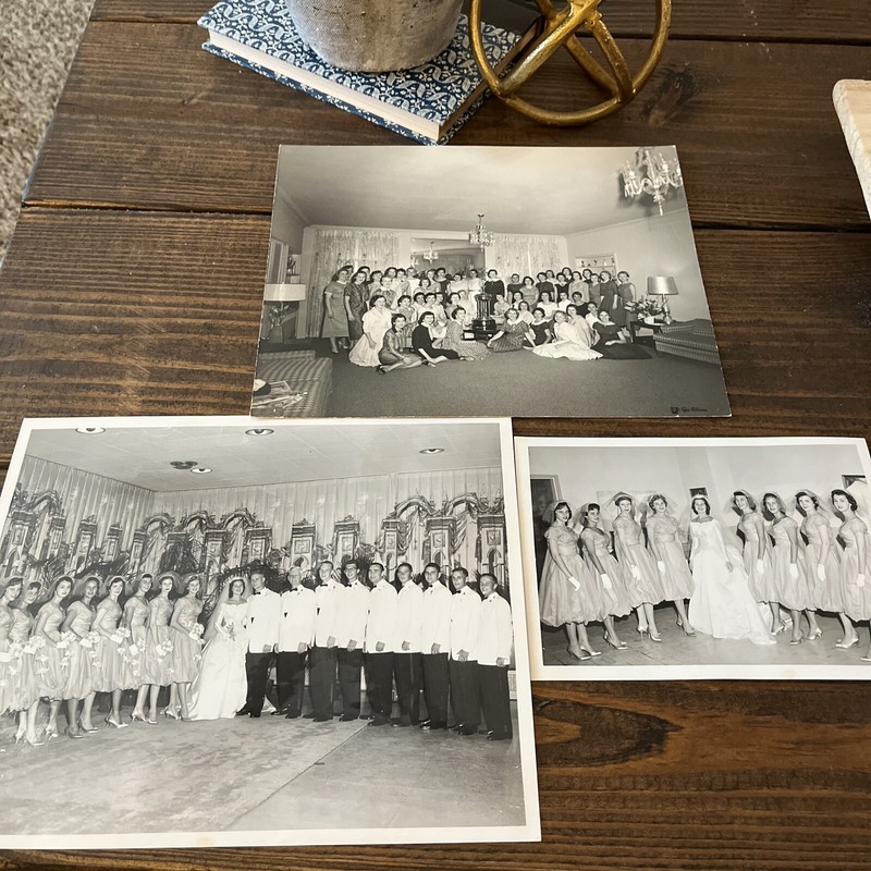 2 VTG Photos 1950s Wedding Party(8x10,5x7) 1 VTG 1950s Sorority Girls