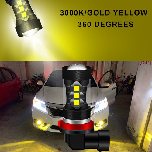 H11 H8 LED Bulbs 3000K Golden Yellow Super Bright Fog Light DRL Light High Power - Picture 6 of 9