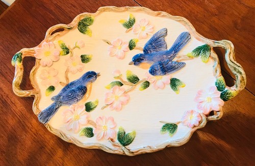 gorgeous antique Bluebird platter featuring - Foto 5 di 6