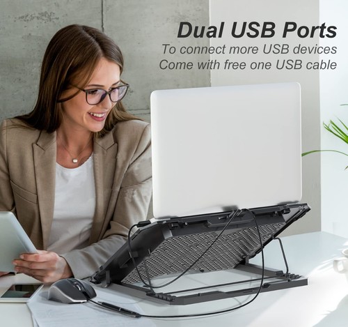 Laptop Cooling Pad with 6 Fans, Adjustable Height, 2 USB Ports, 13-15.6 Inch - Picture 6 of 8