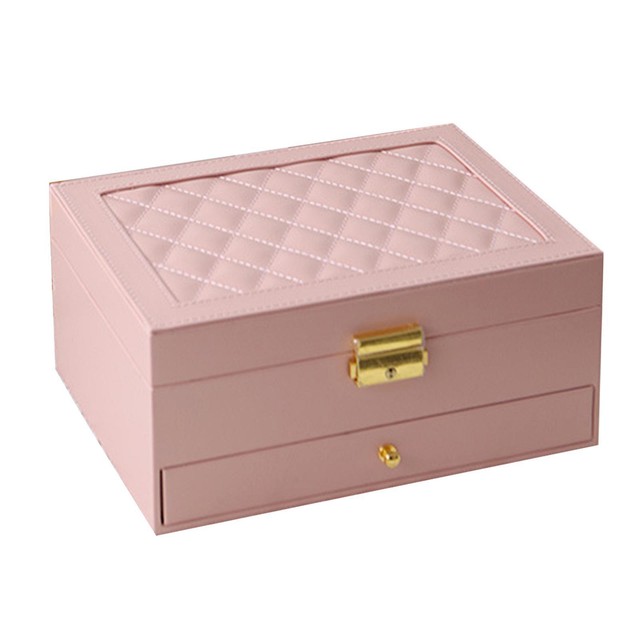 Two Layer Jewelry Collection Showcase Holder for Daughter Pink Two Layer Jewelry Collection Showcase Holder for Daughter Pink