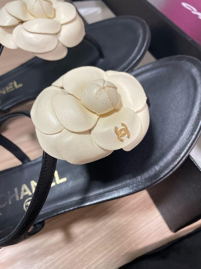 CHANEL COCO MARK Camellia Sandals Mules Pumps Shoes Women EU 34