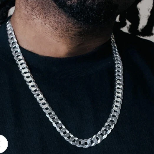 Bordillo de plata 925 maciza real cubano 20 pulgadas 10 mm 925 Italia estampado