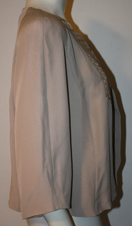 Chaqueta MARINA RINALDI Beige Mezcla Seda NUEVA CON ETIQUETAS 21 M L Bordada Frontal Italia Foto 3 de 4