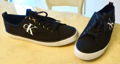 CALVIN KLEIN Black Dora Canvas Sneakers by Calvin Klein Jeans Size:  7 1/2