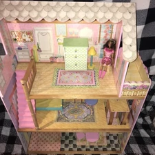 KidKraft Huge 47” Wood Dollhouse Barbi Size W/ Crank Elevator & Wood Accessories