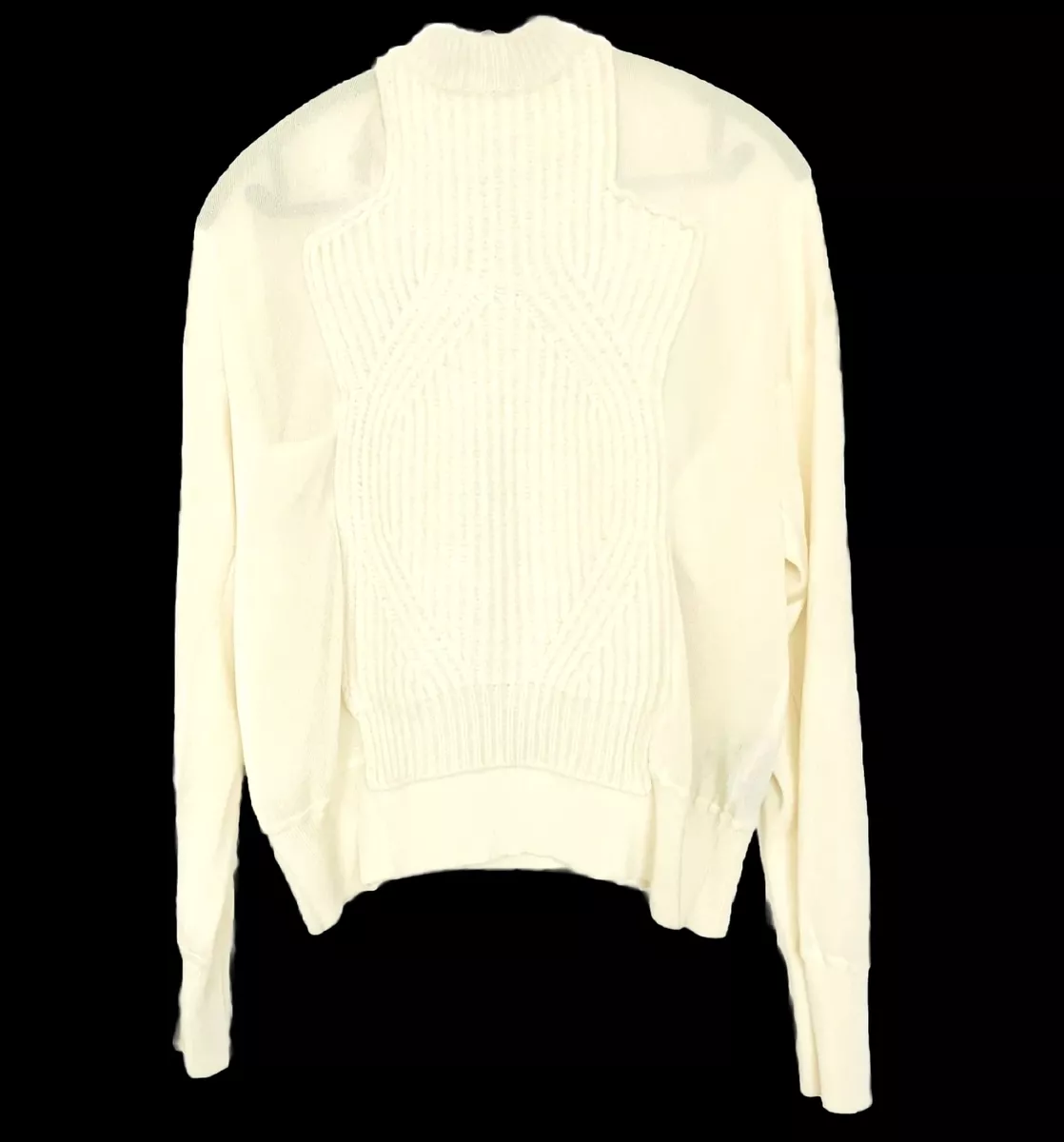 Alexander Wang Super Soft Angora Wool Bone Ivory Combo Semi Sheer