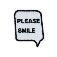 BüGelbild Applikation AufnäHer Patch Sprechblase Please Smile Ca. 3,5 X 4,5 Cm