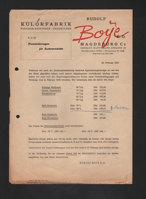MAGDEBURG, Brief 1959, Rudolf Boye KG Kulör-Fabrik Brauzucker Flüssige Raffinade