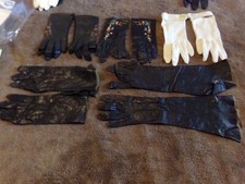 4 Fabulous Vintage Pairs Of Black Leather Gloves Size 6 Range  Bonus Pair