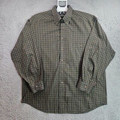 Red Head Shirt Men XL Button Up Long Sleeve Brown Black Yellow Plaid - XL