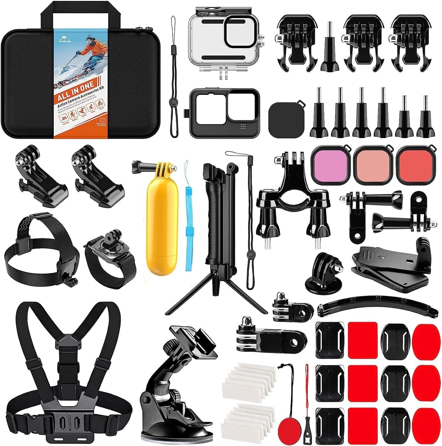 63in1 Action Camera Accessories Kit for GoPro Hero 11 10 9 Housing+Silicone Case-image