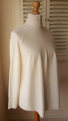 BNWT Marks & Spencer Autograph Cream Curved Hem Funnel Neck Cashmere Jumper (L)