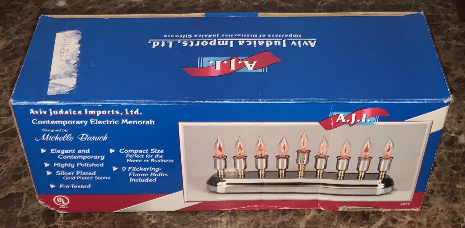 Electric Menorah 9 Flickering Bulbs Contemporary Style Aviv Judaica