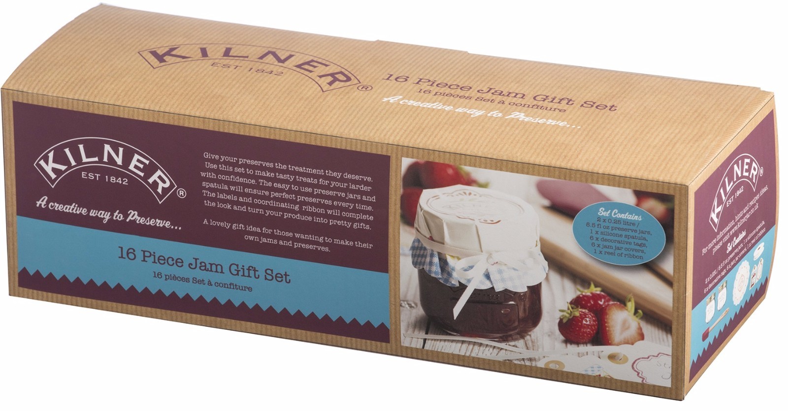 Kilner 16 Pièce Jam Pots Préserver Pots Jam Boîtes Cadeau Set