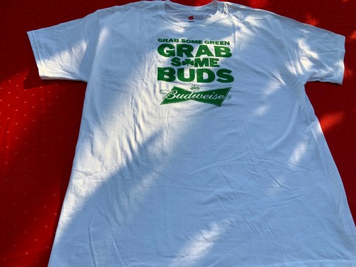 HANES T SHIRT GRAB SOME GREEN GRAB SOME BUDS BUDWEISER GRAPHIC TEE SHIRT