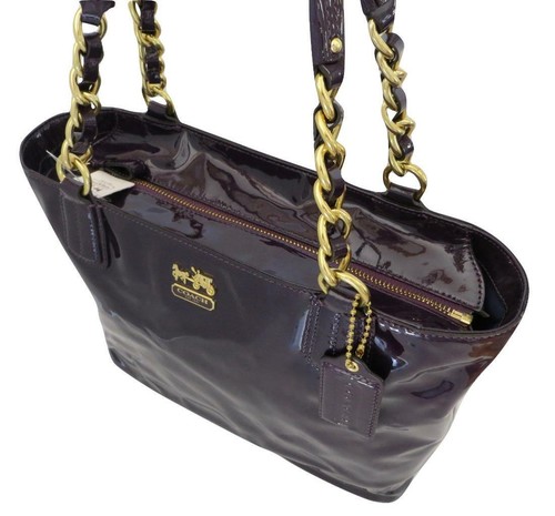 Nuevo Bolso de Mano Coach Madison Berenjena Púrpura Borgoña Charol 20484 Nuevo con Etiquetas - Imagen 7 de 12
