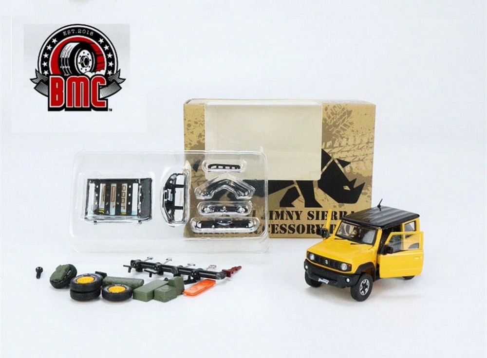 BMC 1/64 Suzuki Jimny(JB74) Yellow RHD w/accessory Diecast Car Model Toy
