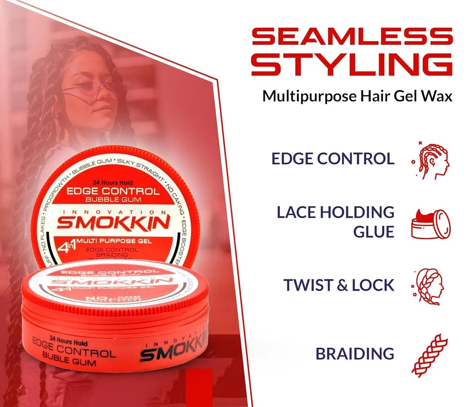 Воск для волос SMOKKIN Strong Hold Hair Wax for Edge Control, Locking & Twists - 5,09 унции - красный - Изображение 4 из 4